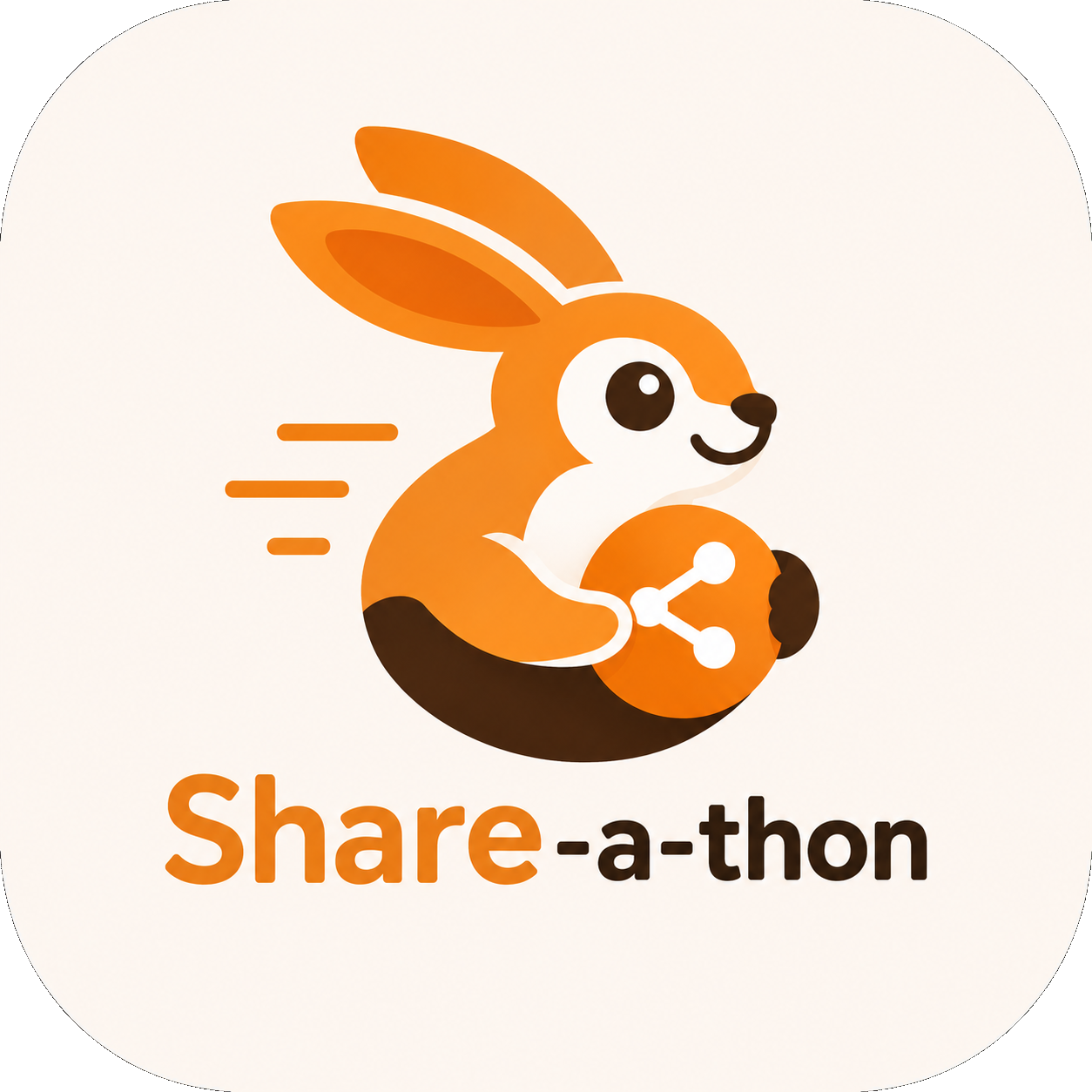 Share-a-thon mascot — a friendly rabbit holding a share icon